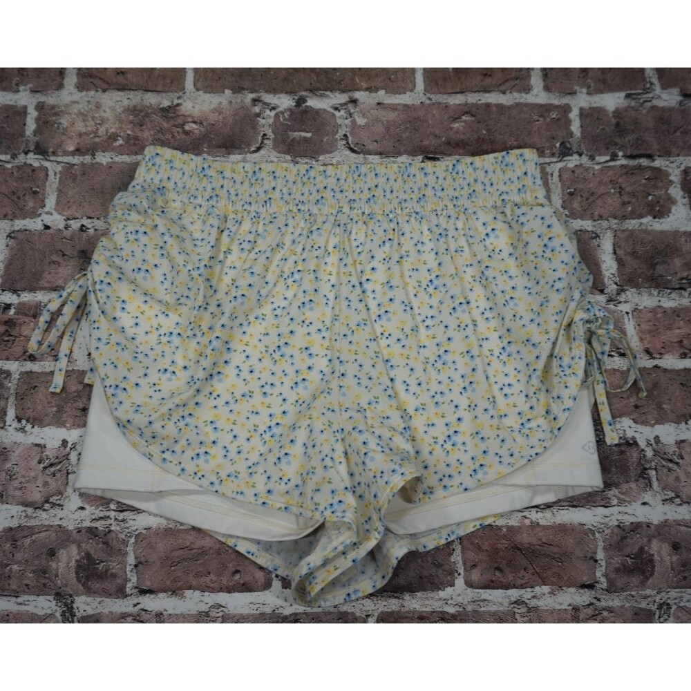 Blogilates Mommy & Me Cinch Active Tiny Bow Shorts Women Large Yellow Floral
